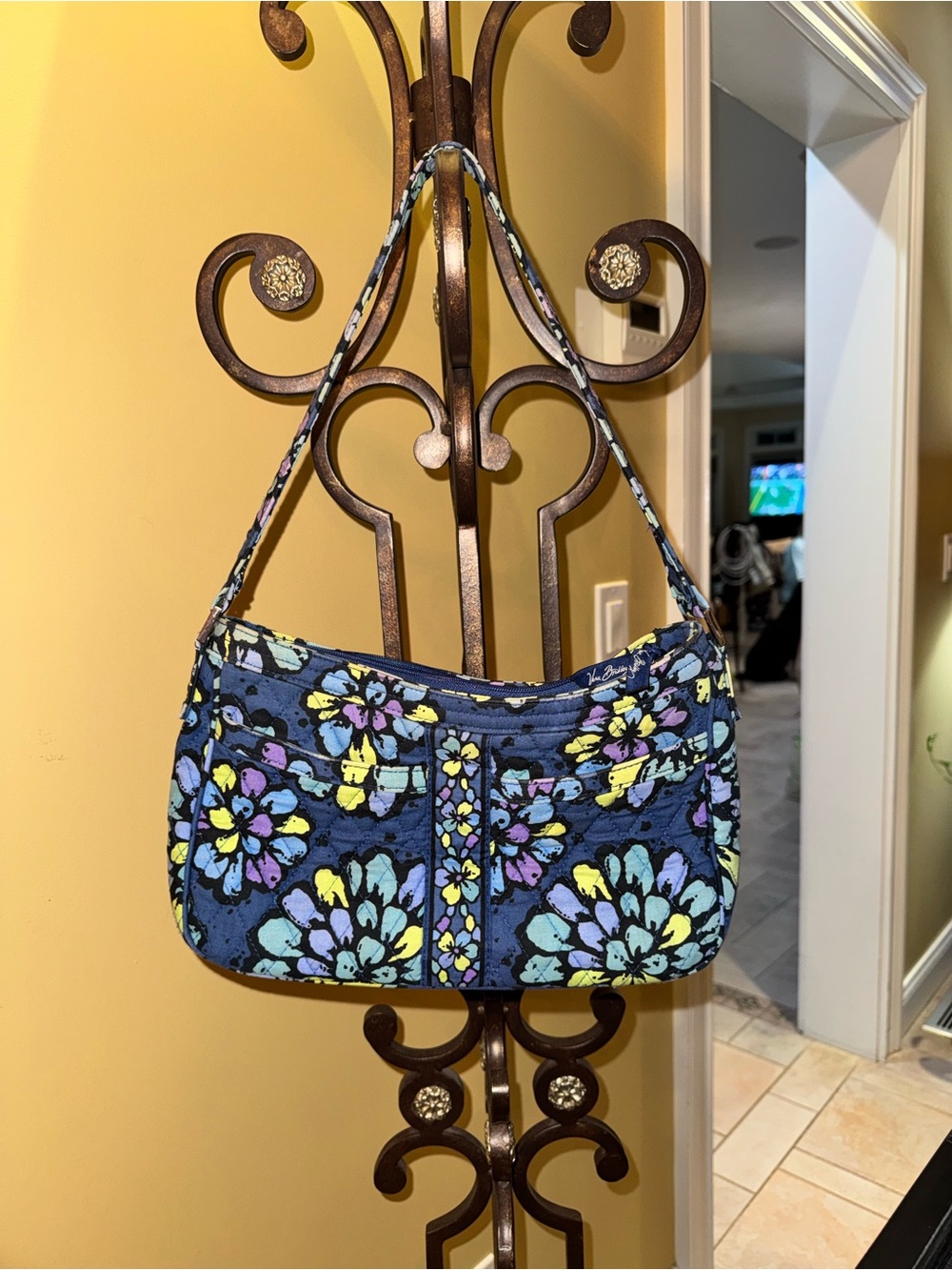 Vera Bradley Navy Blue Quilted Floral Shoulder Bag